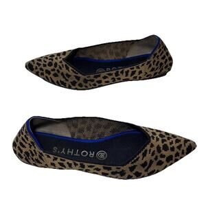 Rothy’s The Point Flats Big Cat Leopard Print Women's Sz 7.5 Pointed Toe Shoes